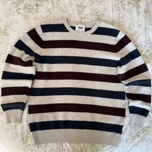 Old Navy Striped Crewneck Sweater - Navy, Maroon, and White